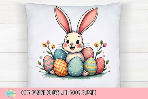 Download Cute Easter Bunny with Eggs Clipart - Cute easter bunny Collection