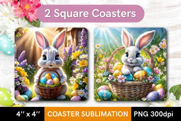 Download Cute Easter Bunny - 2 Easter Coasters - Cute easter bunny Collection