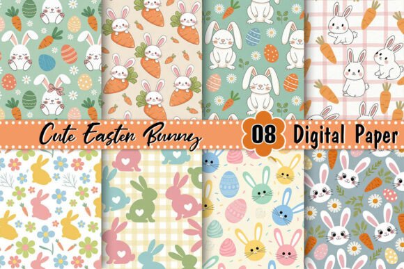 Download Cute Easter Bunny Digital Paper - Cute easter bunny Collection