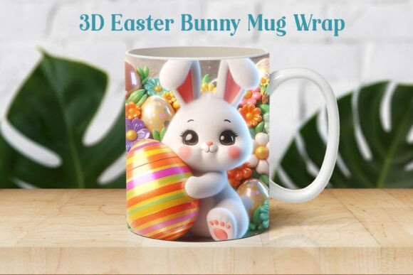 Download 3D Cute Easter Bunny Mug Wrap PNG - Cute easter bunny Collection