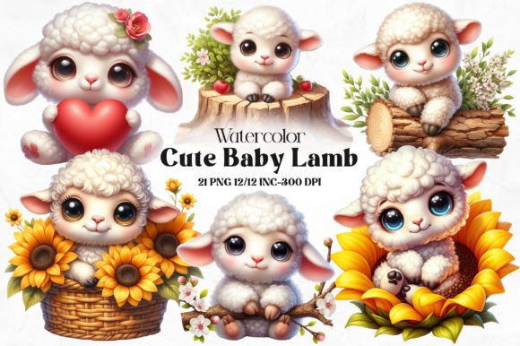 Download Cute Baby Lamb Clipart Bundle - Cute baby lamb clipart Collection