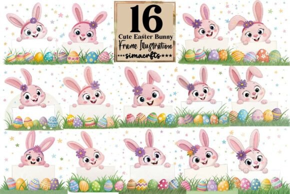 Download Cute Easter Bunny Frame Illustration PNG - Cute easter bunny Collection
