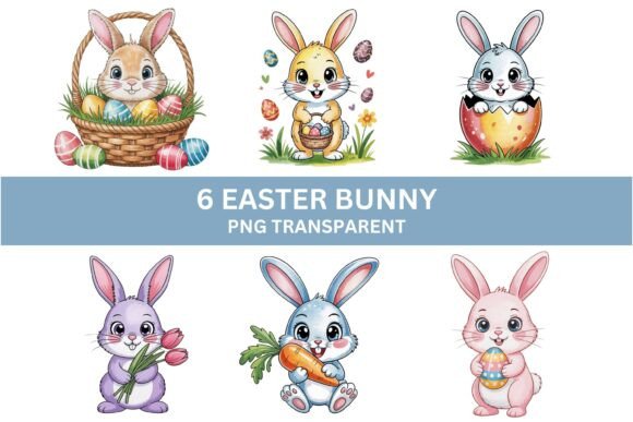 Download Cute Easter Bunny Clipart PNG Set - Cute easter bunny Collection